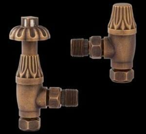 Hudson Reed Robinets de Radiateur Rétro Design Thermostatique en laiton vieilli