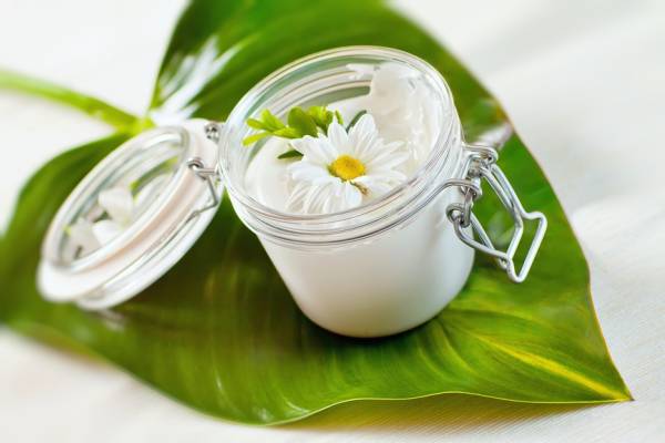 Skin cream and beauty flower