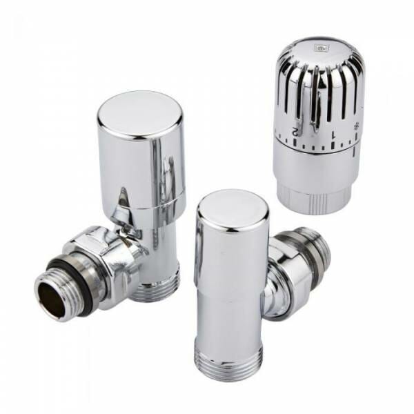 Robinet thernostatique de radiateur d'angle en laiton chromé