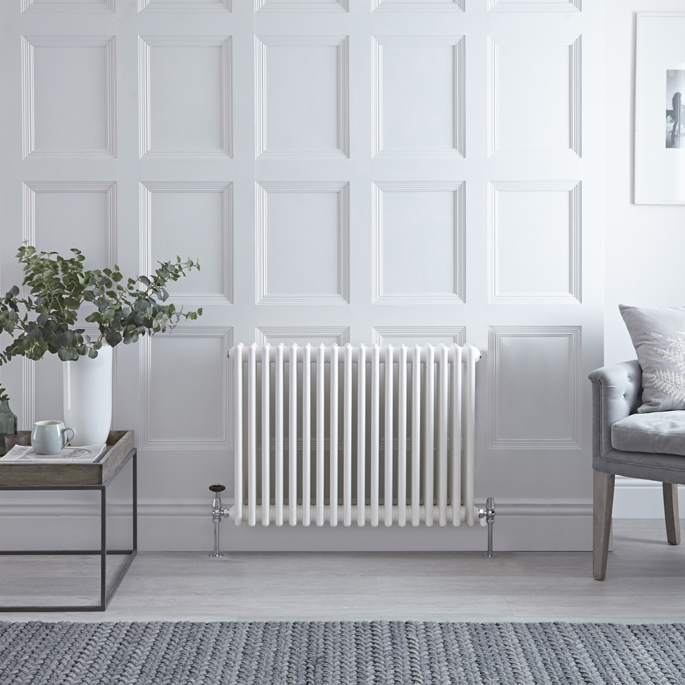 Radiateur style fonte horizontal – Blanc – 75 cm x 85,8 cm – Triple rangs – Stelrad Regal par Hudson