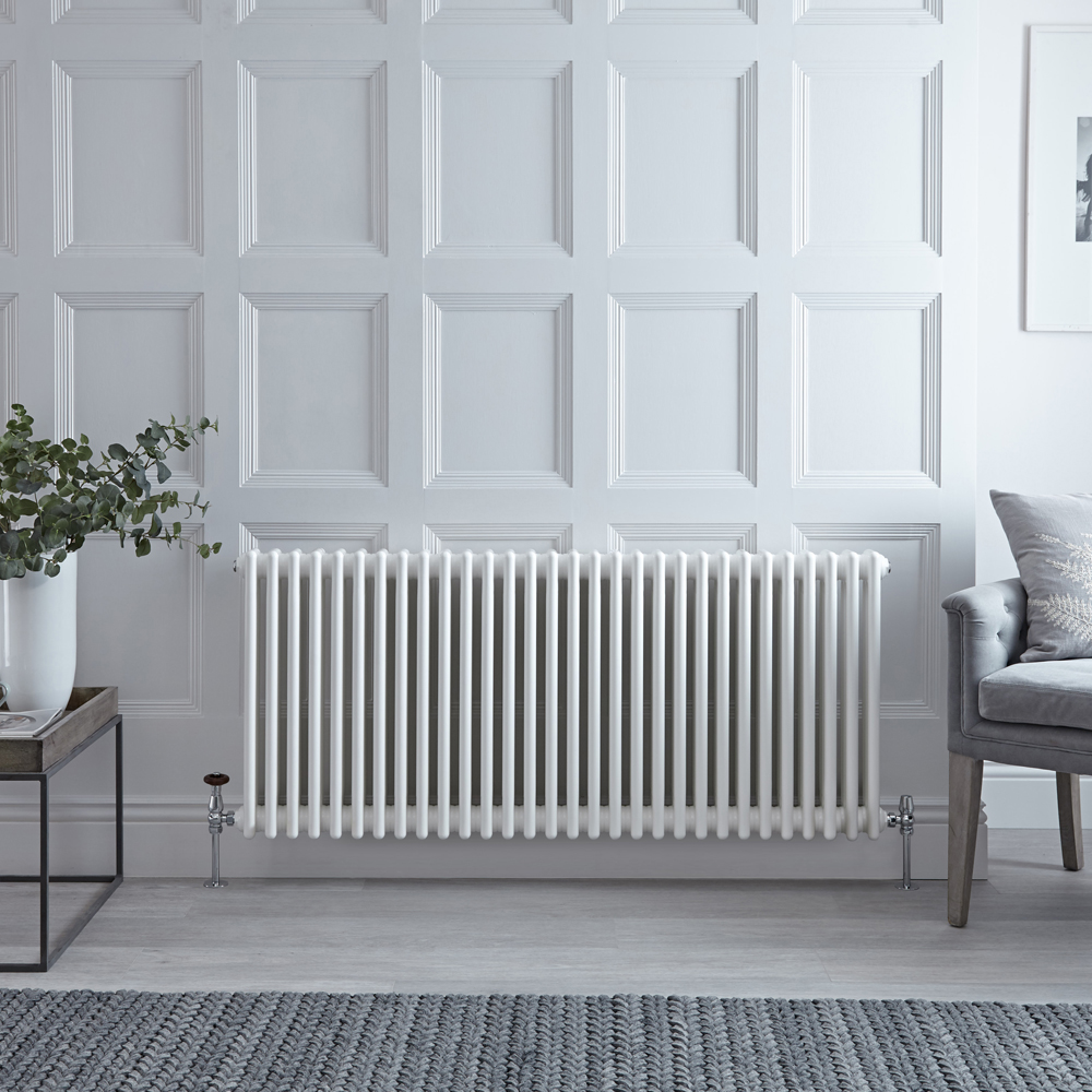 Radiateur style fonte horizontal – Blanc – 75 cm x 145,6 cm – Triple rangs – Stelrad Regal par Hudso