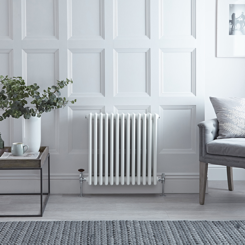 Radiateur style fonte horizontal – Blanc – 75 cm x 62,8 cm – Quatre rangs – Stelrad Regal par Hudson