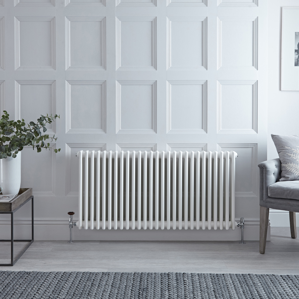 Radiateur style fonte horizontal – Blanc – 75 cm x 127,2 cm – Quatre rangs – Stelrad Regal par Hudso