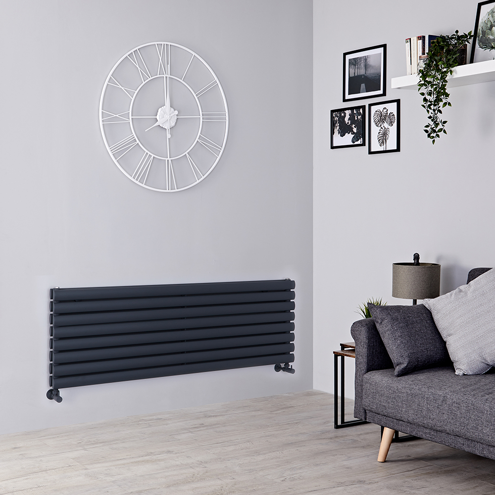 Radiateur design horizontal – Anthracite – 47,2 cm x 140 cm – Double rangs – Vitality