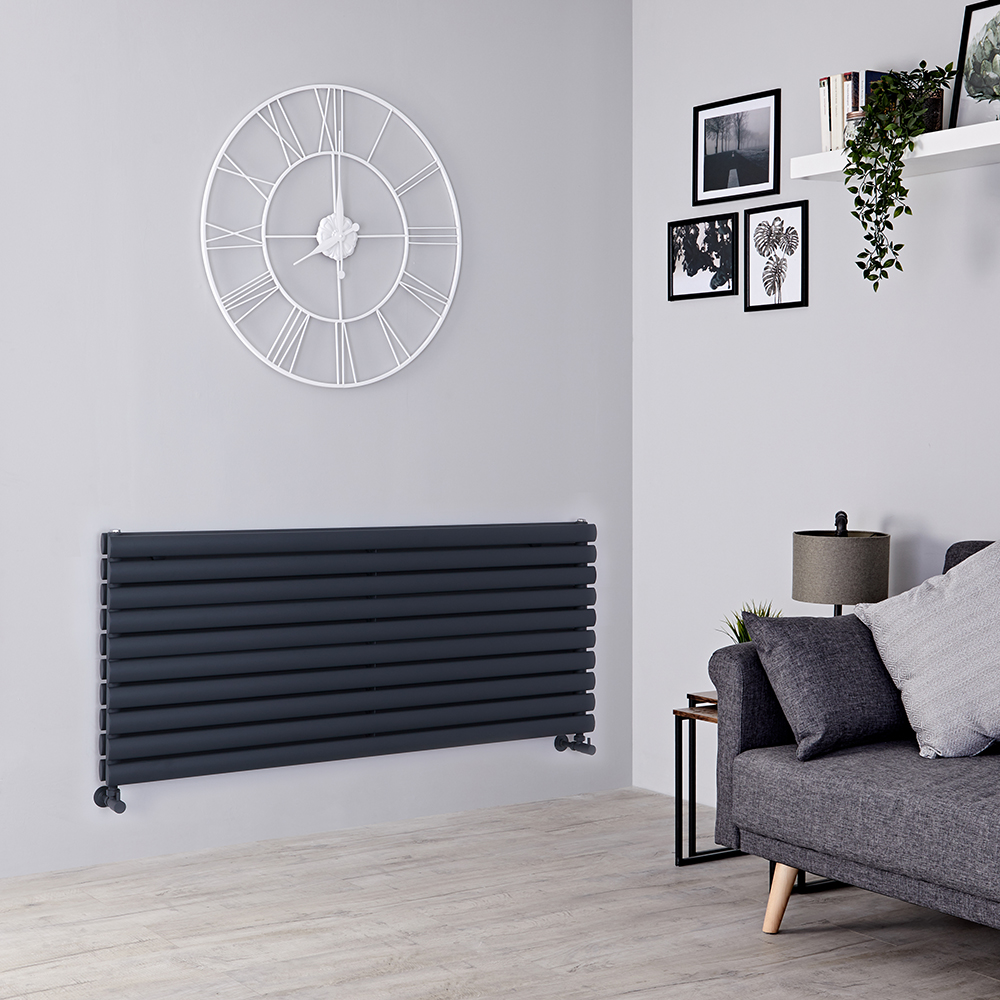 Radiateur design horizontal – Anthracite – 59 cm x 140 cm – Double rangs – Vitality