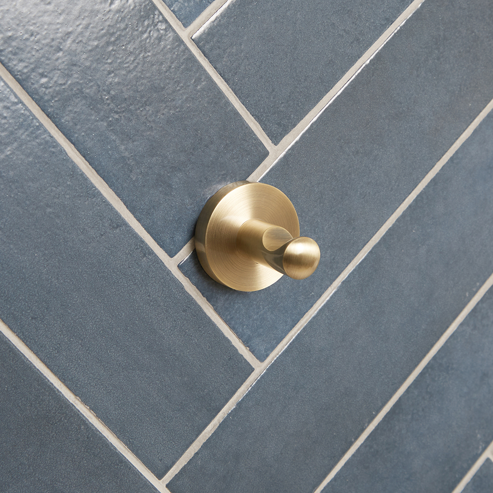 Patère porte-peignoir moderne - Or brossé - Clarus