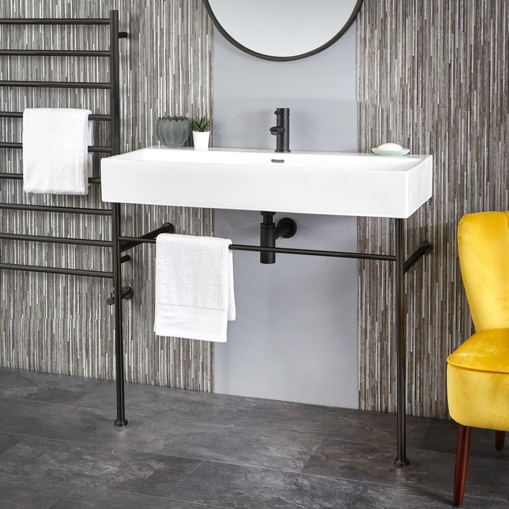 Lavabo sur pieds - Noir – 100 cm - Sandford