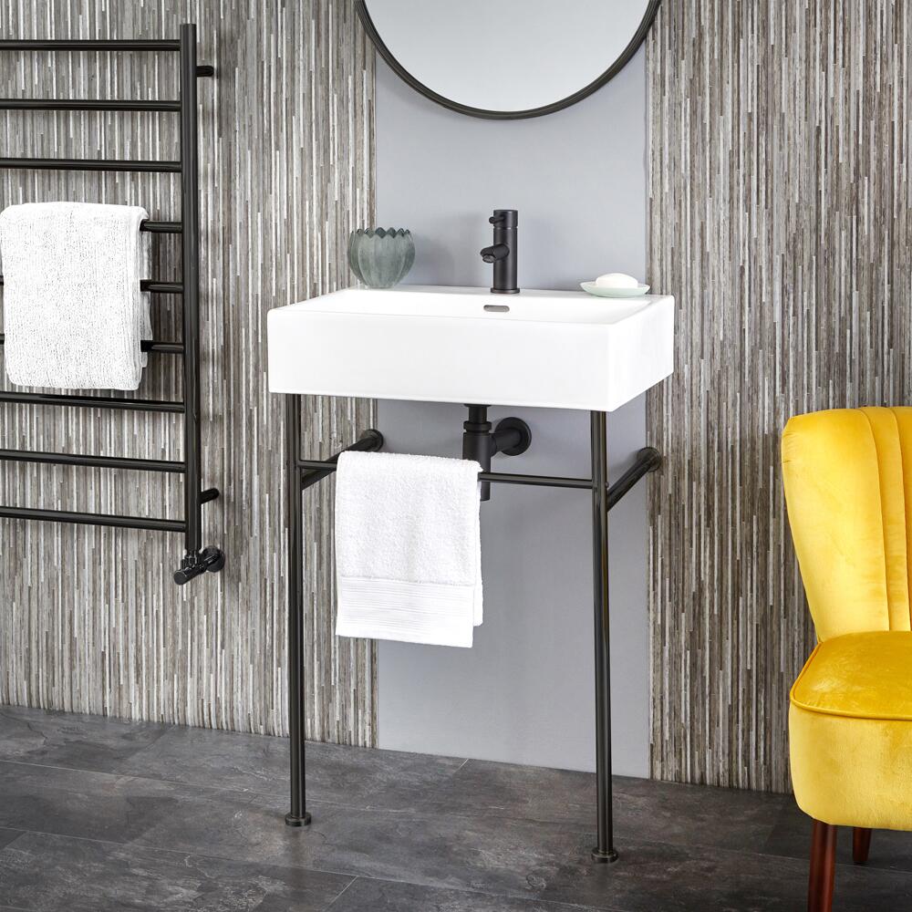 Lavabo sur pieds - Noir – 60 cm - Sandford