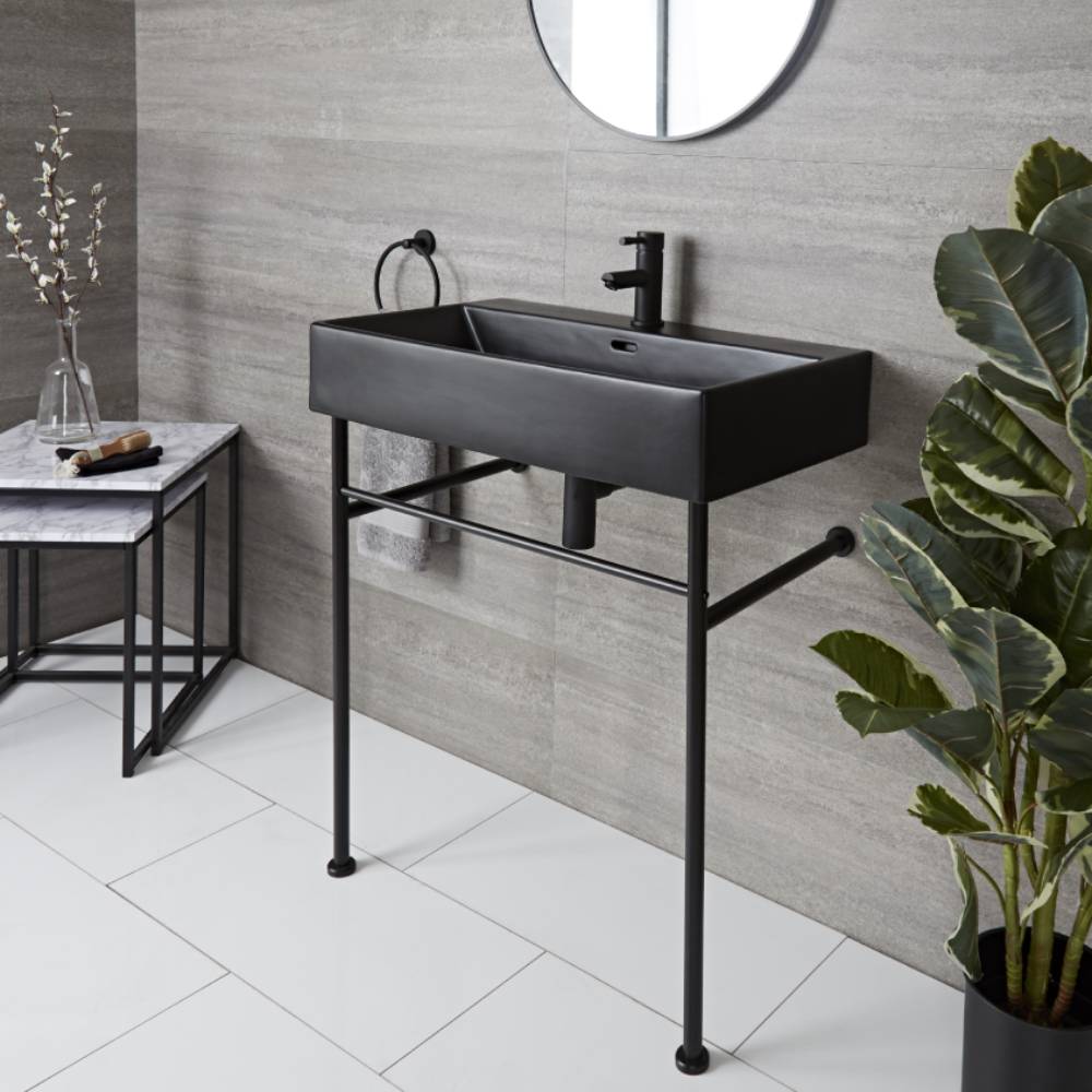Lavabo noir sur pied – 75 cm - Nox