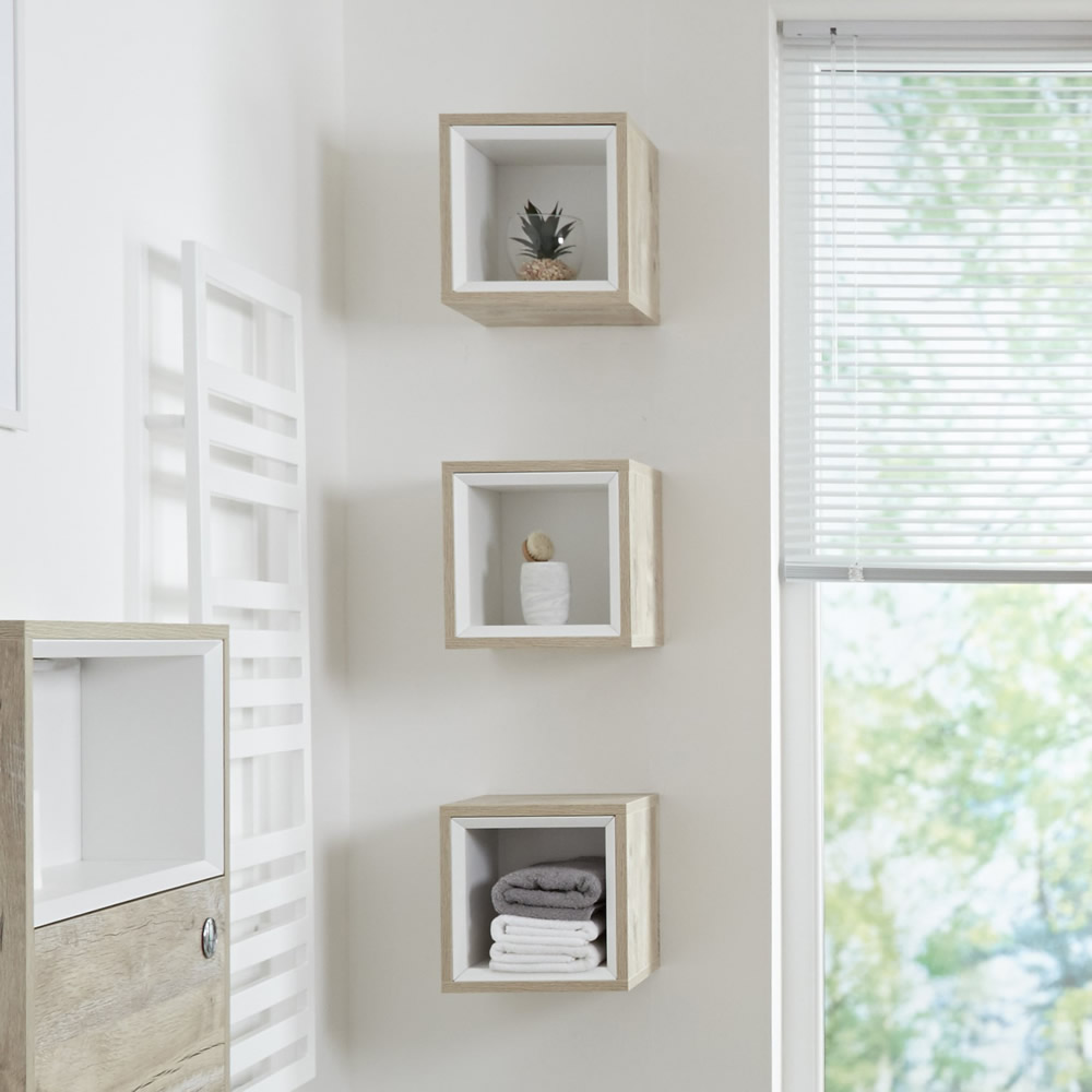 Petit Meuble salle de bain - 1 Niche 30x30cm Hoxton Chêne Clair