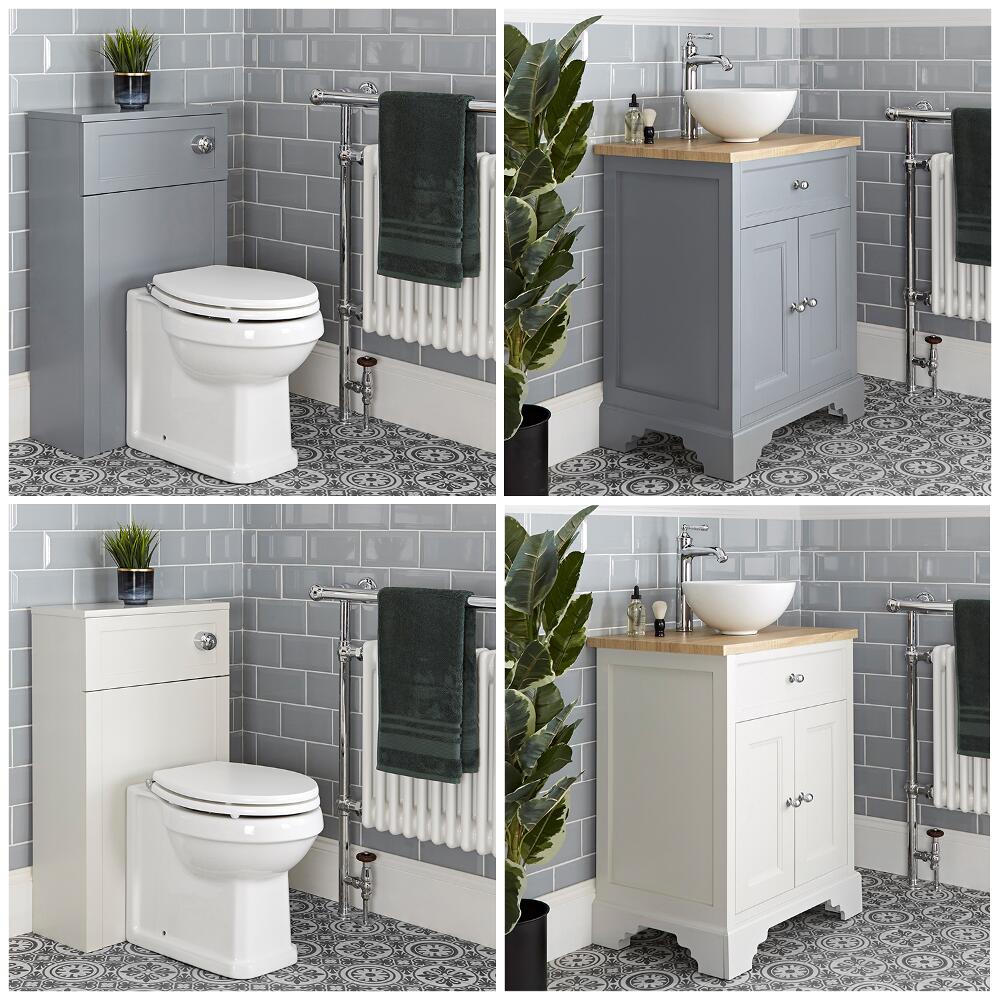 Meuble sous lavabo rétro et ensemble WC à poser – 64,5 cm – Thornton