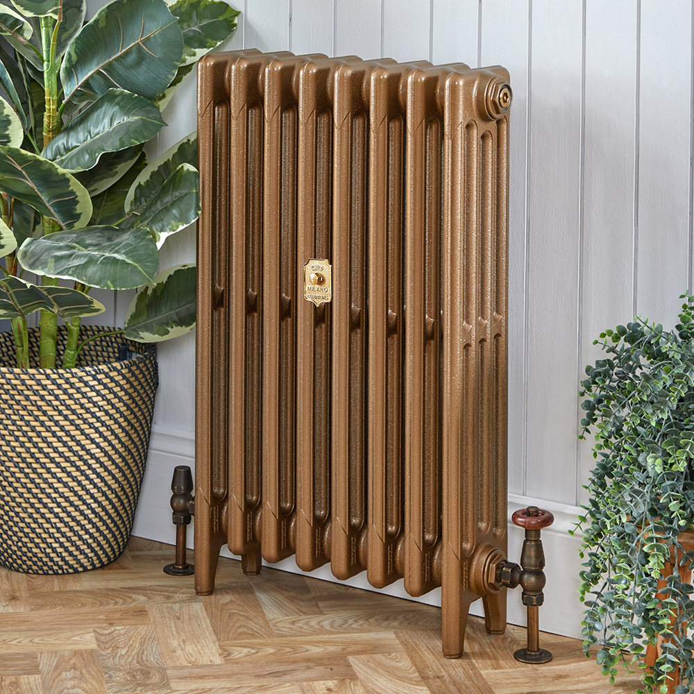 Radiateur+fonte+–+4+rangs+–+Or+brûle+–+H+76+cm+x+l.+26,3+cm+x+P+14+cm++–+Mercury