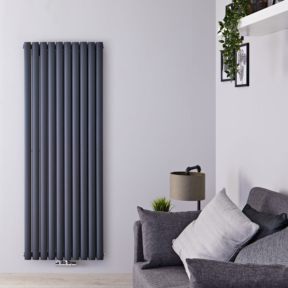 Radiateur design vertical – Raccordement central – Anthracite – 160 cm x 59 cm – Double rangs – Vita