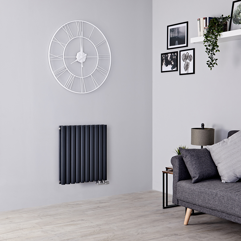Radiateur Design Horizontal Anthracite Vitality Caldae 63,5cm x 59cm x 7,8cm 1042 Watts