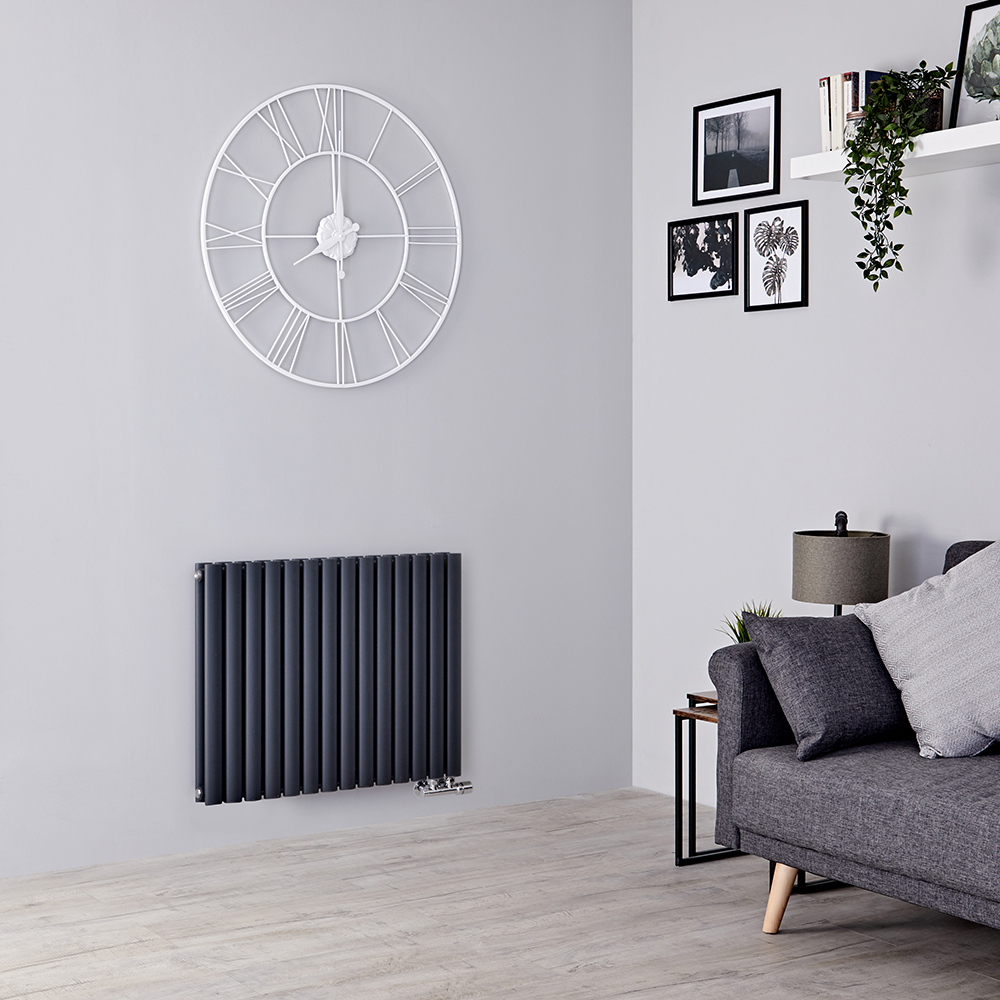 Radiateur design horizontal - Anthracite – 63,5 cm x 82,6 cm – Double rangs - Vitality Caldae