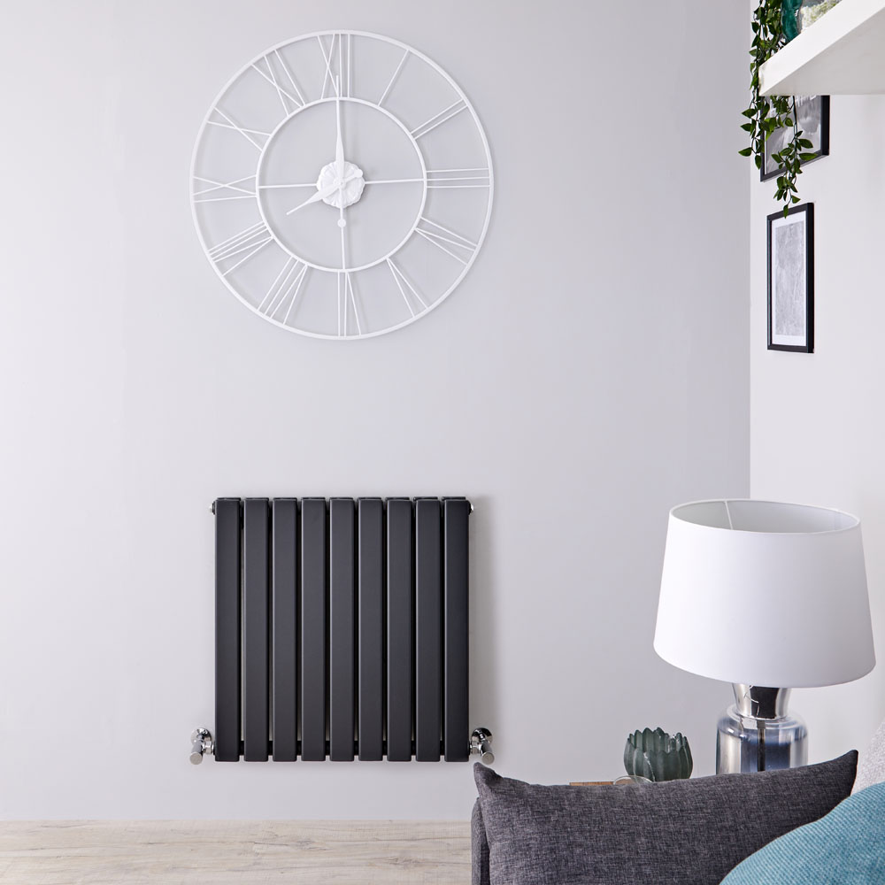 Radiateur design horizontal – Anthracite – 63,5 cm x 63 cm – Double rangs – Delta