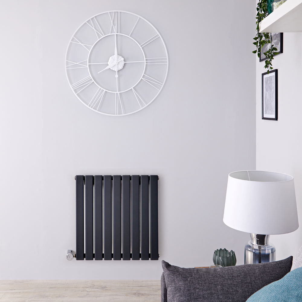 Radiateur design électrique horizontal - Anthracite - 63,5 cm x 63 cm x 4,6 cm - Delta