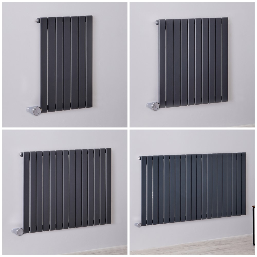 Radiateur design électrique horizontal – Colonnes plates – 63,5 cm – Anthracite – Choix de largeurs
