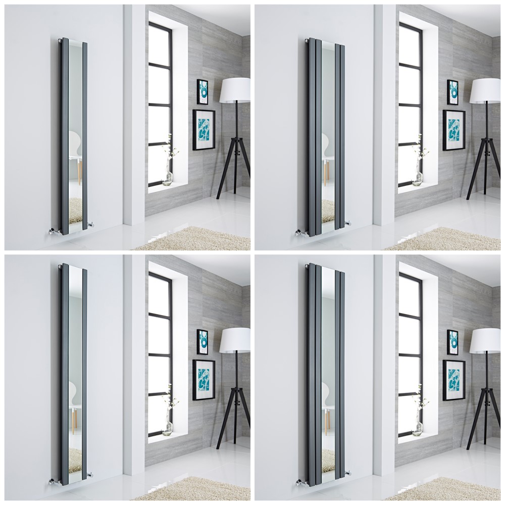 Radiateur design vertical – Avec miroir – Anthracite – Tailles multiples – Sloane