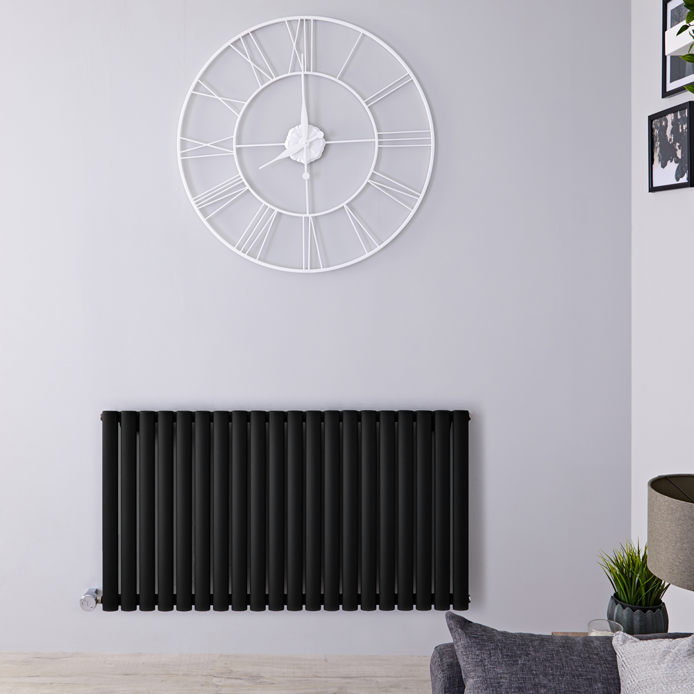 Radiateur design électrique horizontal - Noir - 63,5 cm x 118 cm x 5,6 cm - Vitality