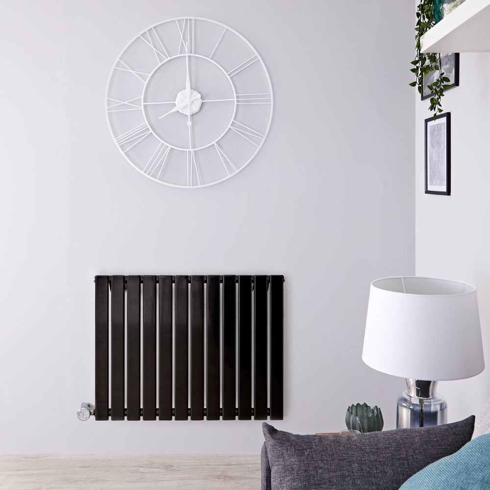 Radiateur design électrique horizontal - Noir - 63,5 cm x 84 cm x 4,6 cm - Delta