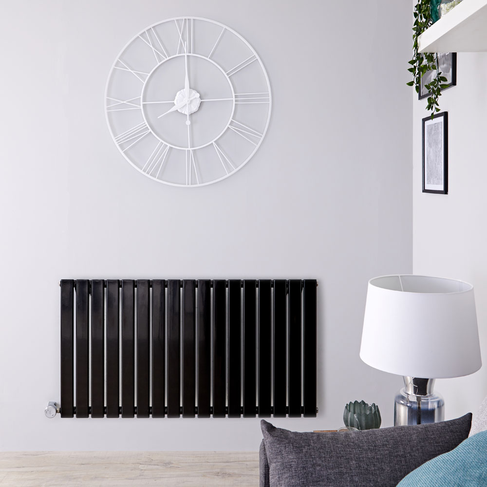 Radiateur design électrique horizontal - Noir - 63,5 cm x 119 cm x 4,6 cm – Delta