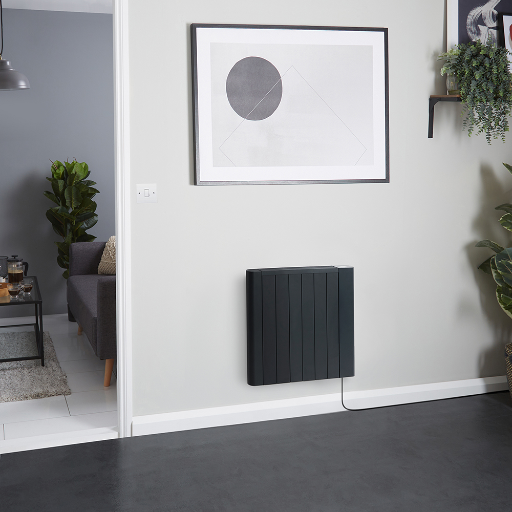 Radiateur électrique énergie sèche - 1200W - Noir - Cablé Fil -  Mural - Ecoso par Hudson Reed