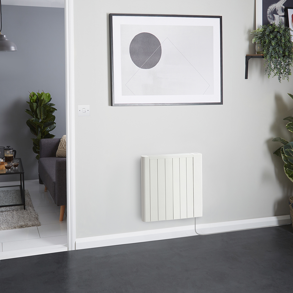 Radiateur électrique intelligent - Énergie sèche - 1200W - Blanc - Sur prise - Mural - Ecoso par Hudson Reed