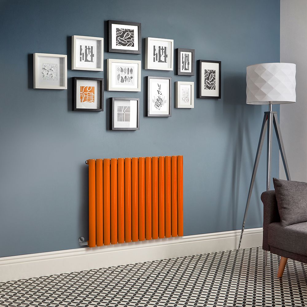 Radiateur électrique design horizontal - Orange (Sunset Orange) - 63,5 cm x 41,3 cm - Sans thermostat et sans cache-câble - Vitality