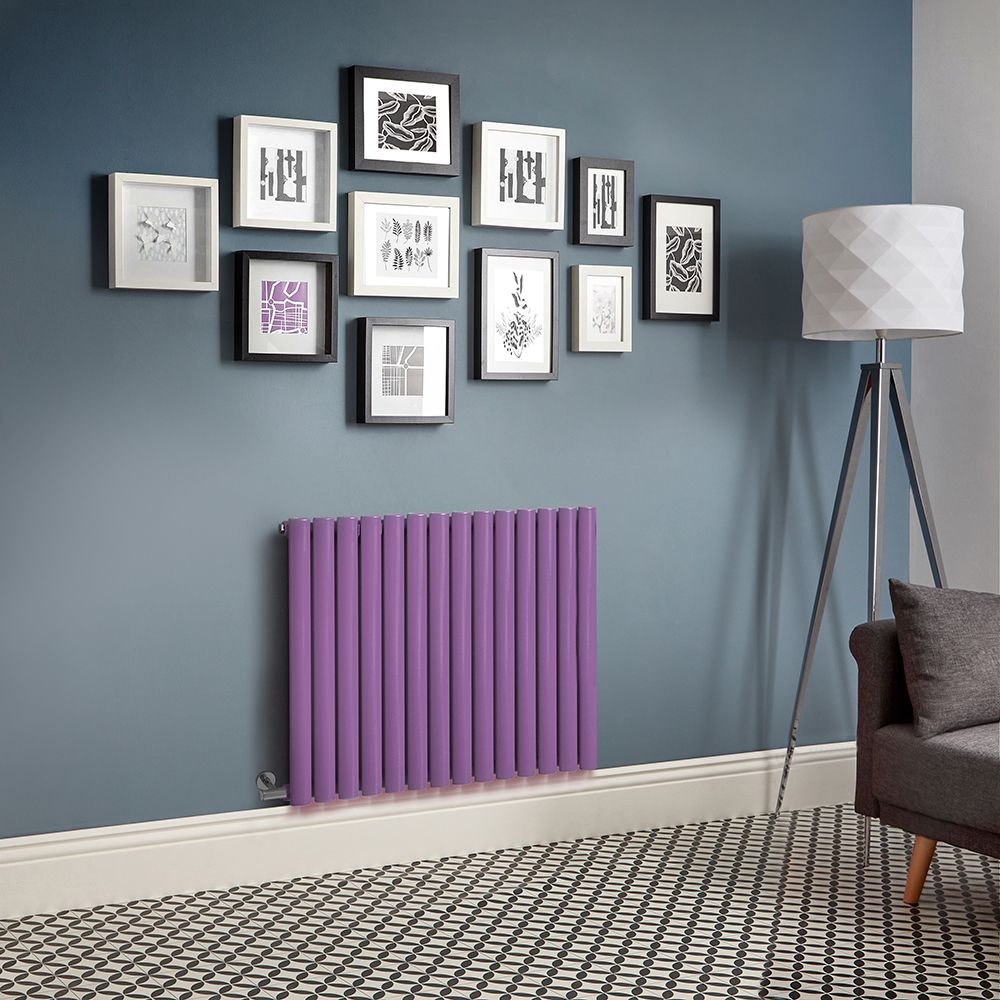 Radiateur électrique design horizontal - Violet (Lush Purple) - Panneau simple - 63,5 cm x 41,3 cm - Sans thermostat et sans cache-câble - Vitality