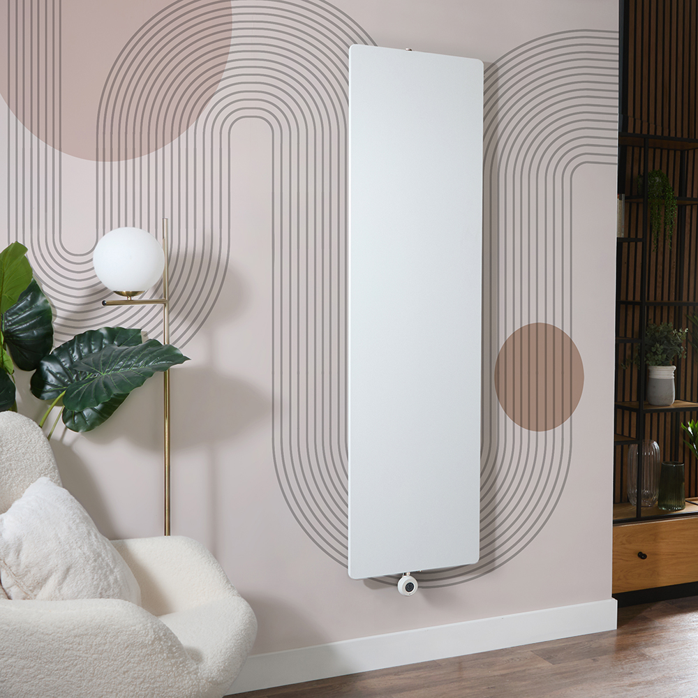 Radiateur électrique design plat – Vertical – Blanc – 180 cm – Choix de tailles et de thermostat Wi – Fi et options de câblage ou sur prise – Ria – ECOSO par Hudson Reed