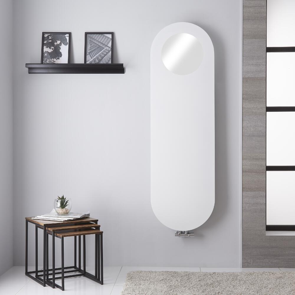 Radiateur design vertical avec miroir – Blanc – 159,5 cm x 49,5 cm - Atrani