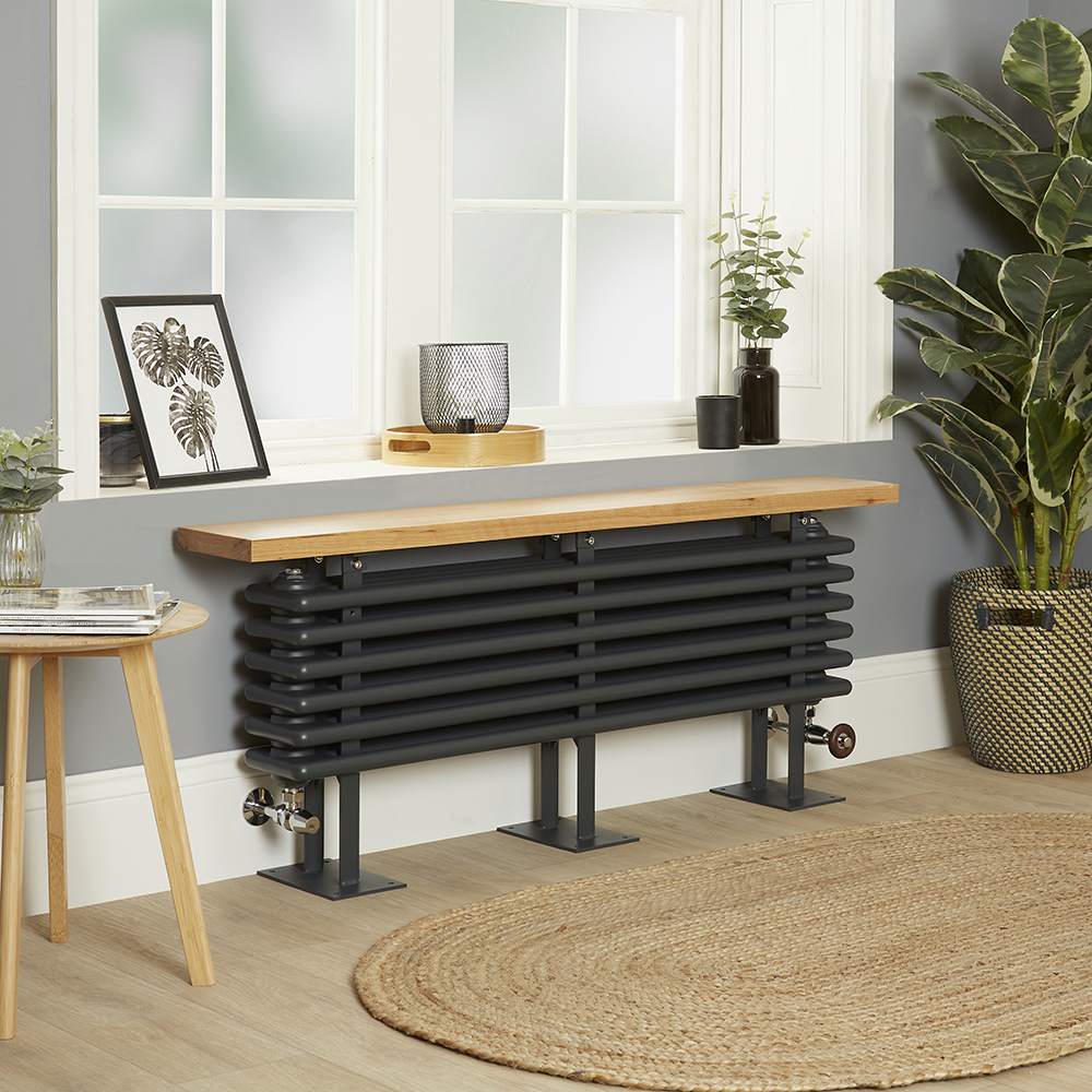 Radiateur horizontal style fonte avec banc – Anthracite – 48 cm x 120 cm - Windsor