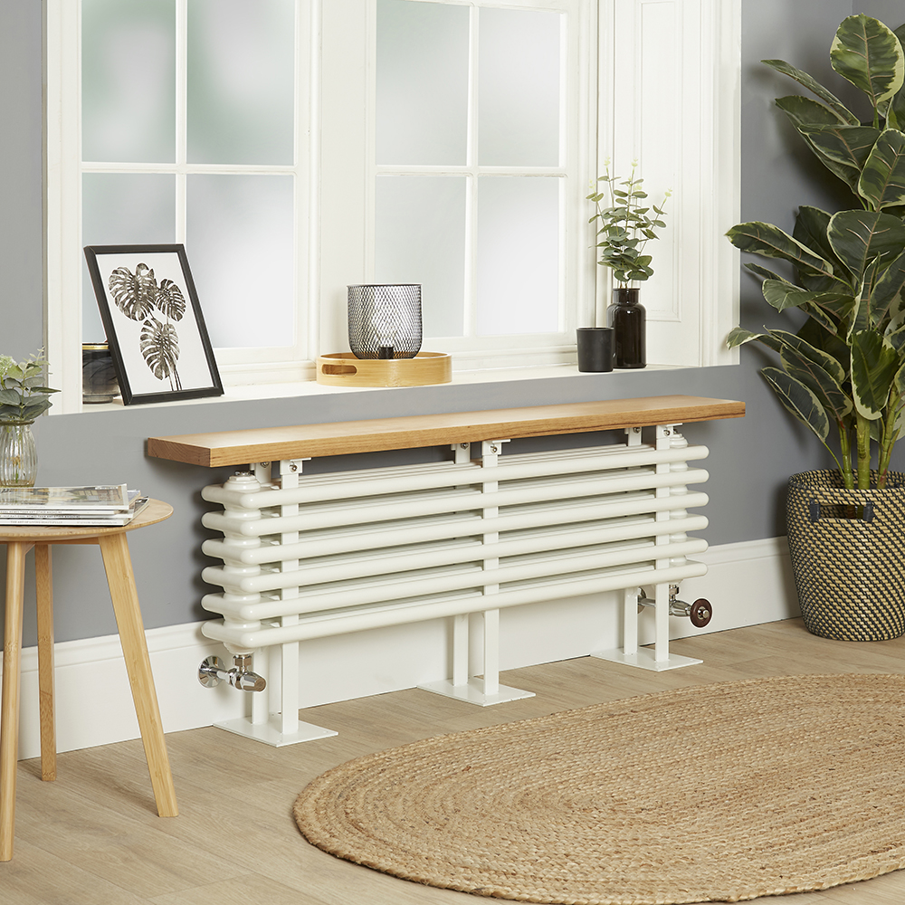 Radiateur horizontal style fonte avec banc – Blanc – 48 cm x 120 cm - Windsor