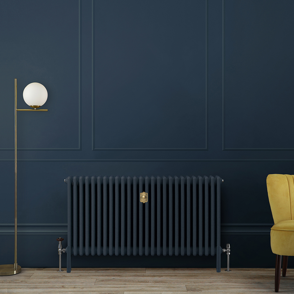Radiateur style fonte horizontal - Triple rangs - Bleu (Regal Blue) - Choix de tailles - Windsor