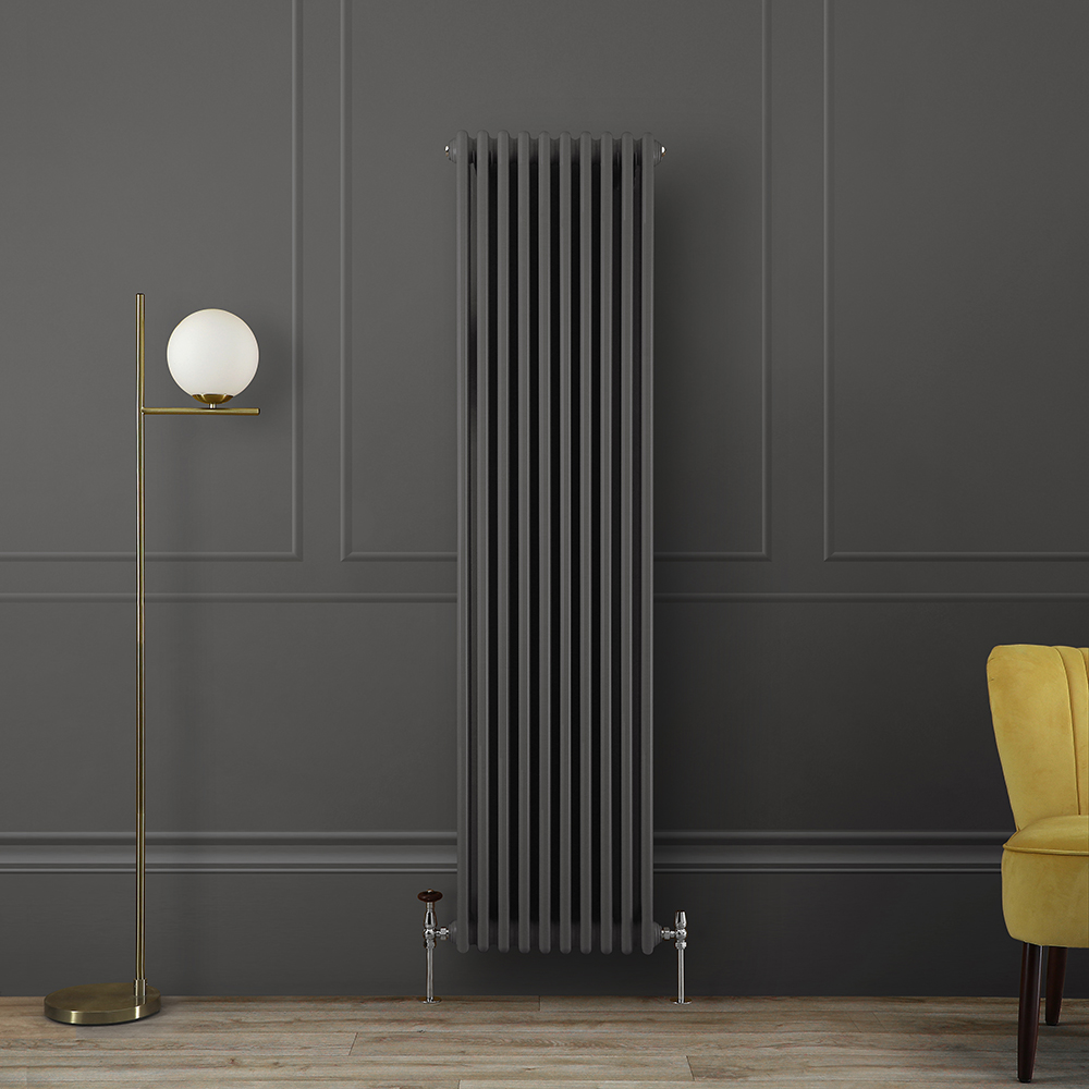 Radiateur style fonte vertical - Triple rangs - Gris (Carbon Grey) - Choix de tailles - Windsor