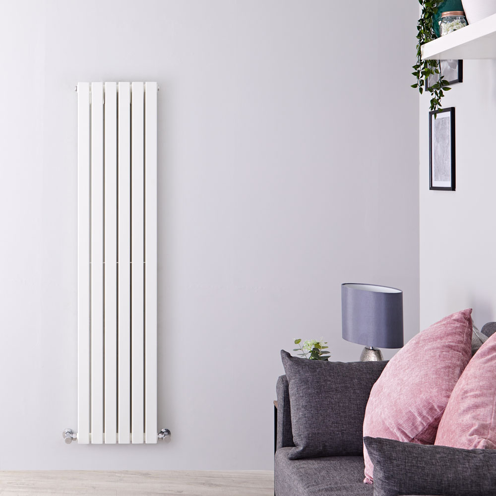 Radiateur design vertical – Blanc – 160 cm x 35,4 cm – Double rangs – Sloane
