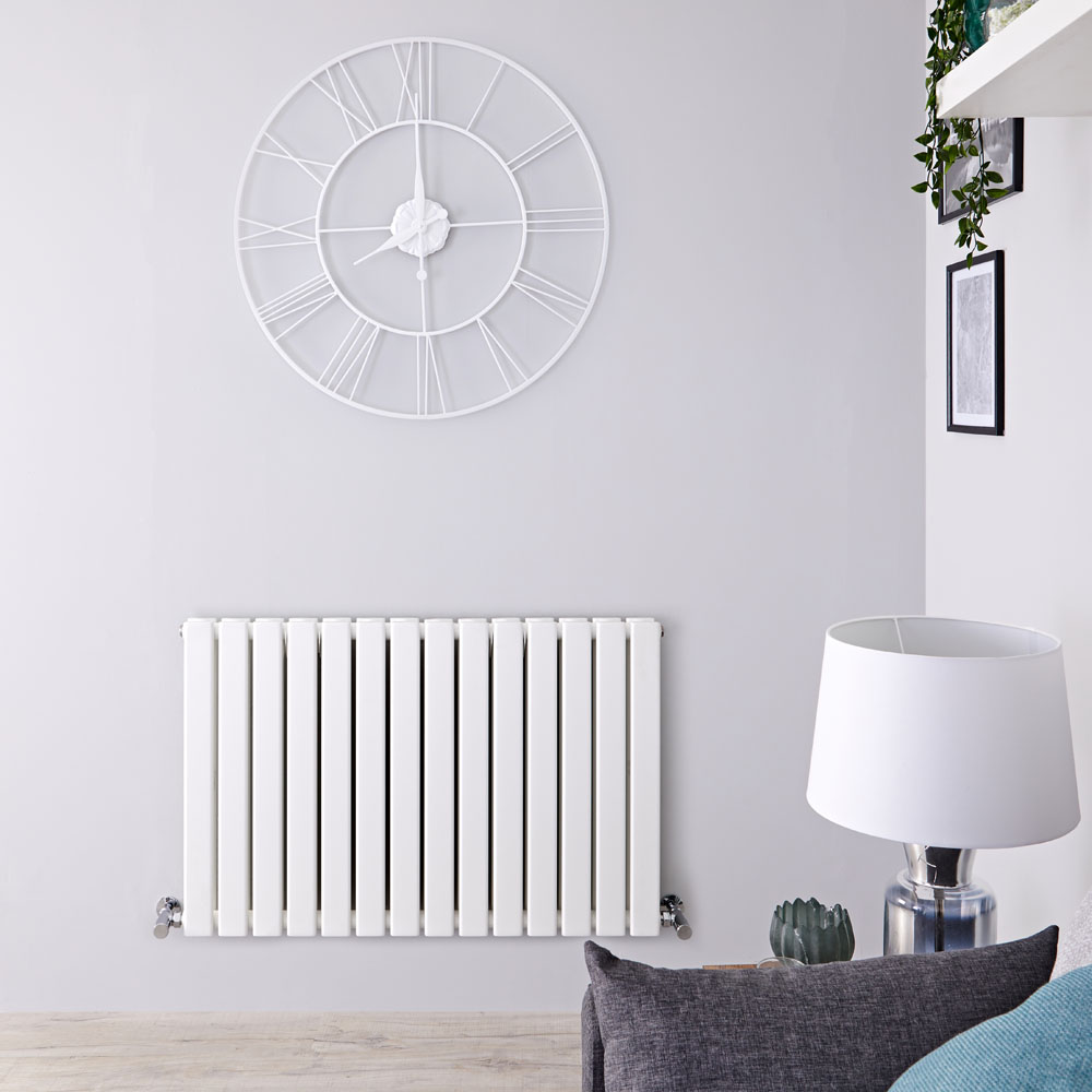 Radiateur design horizontal – Blanc – 63,5 cm x 98 cm – Double rangs - Delta