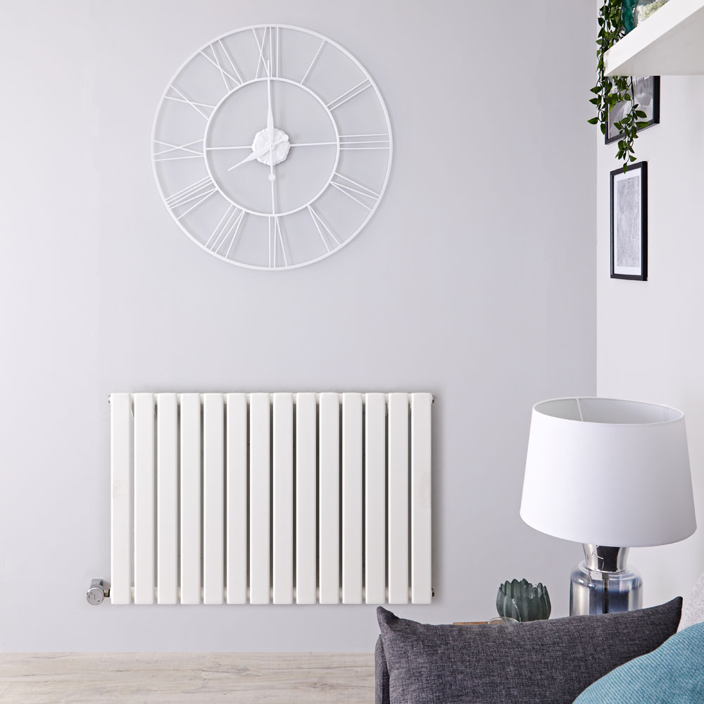 Radiateur design électrique horizontal - Blanc - 63,5 cm x 98 cm x 4,6 cm - Delta