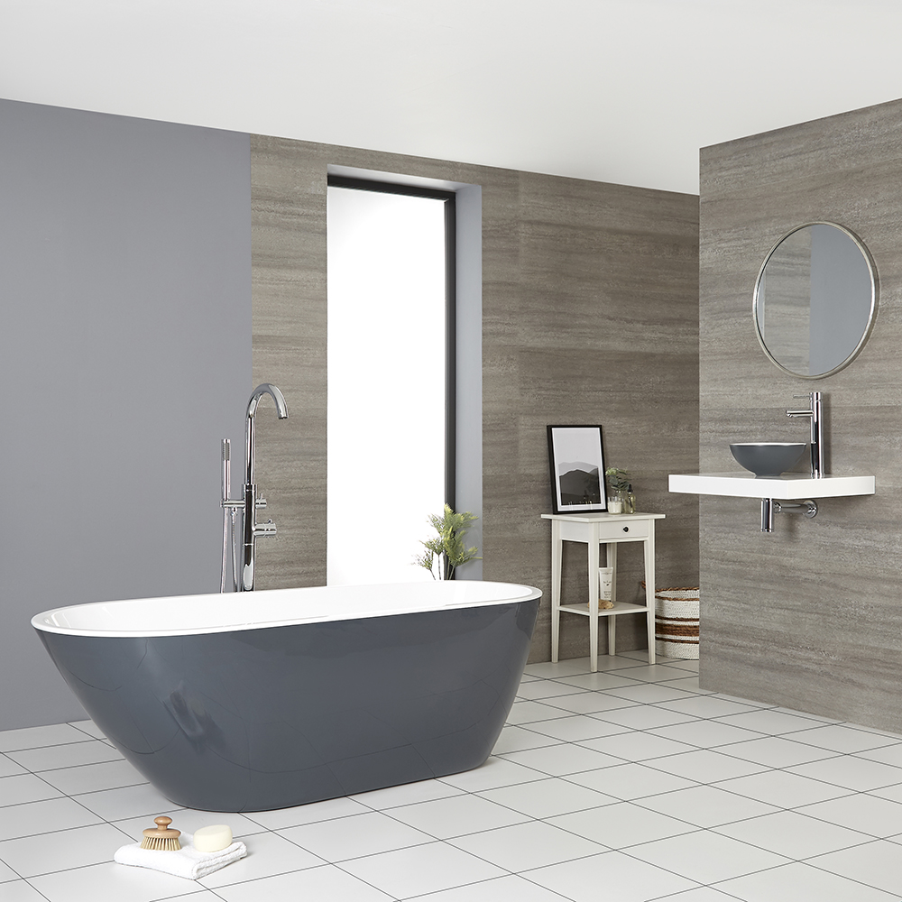 Baignoire îlot – Gris pierre - 167 cm x 73 cm - Witton