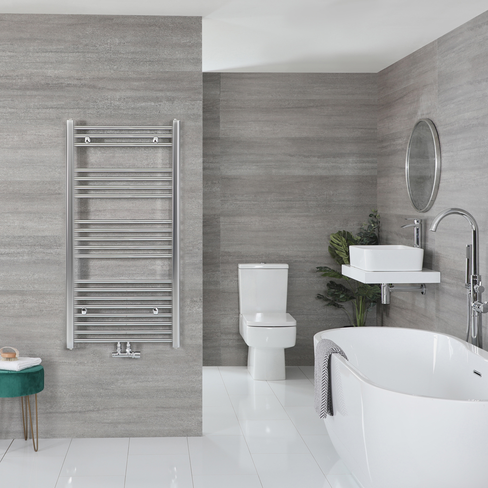 Sèche-serviettes à raccordement central – Chromé – 118,8 x 60 cm - Neva