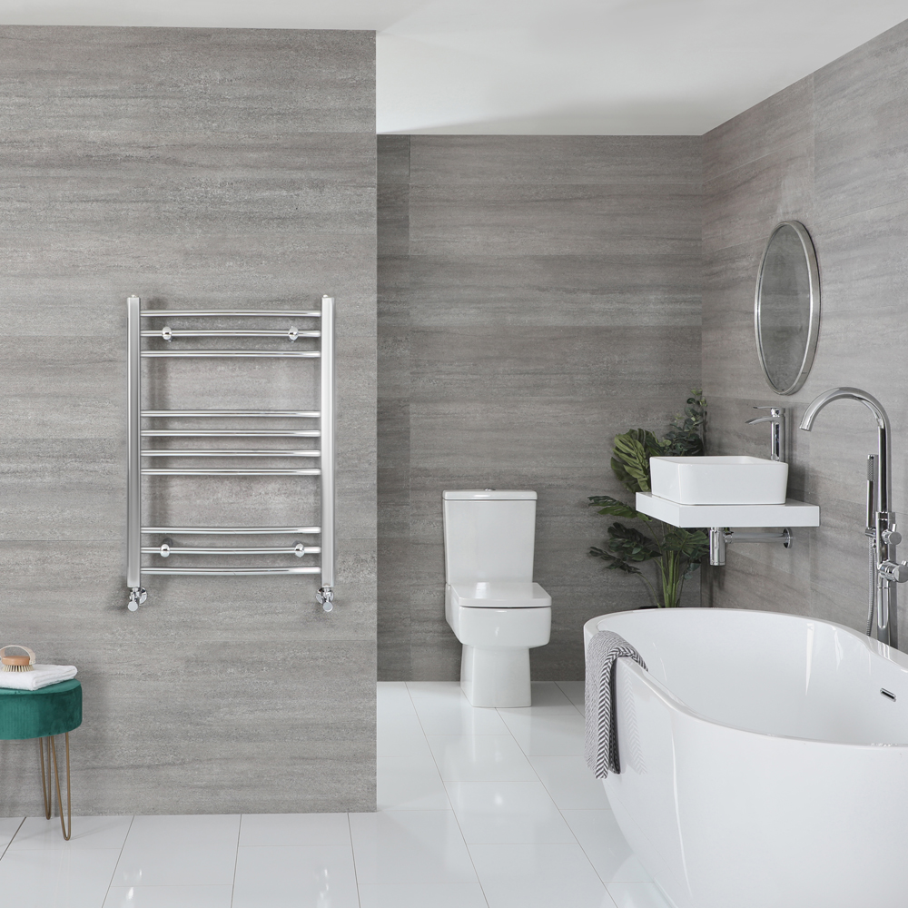 Sèche-serviettes incurvé– Chromé – 80 cm x 50 cm - Kent