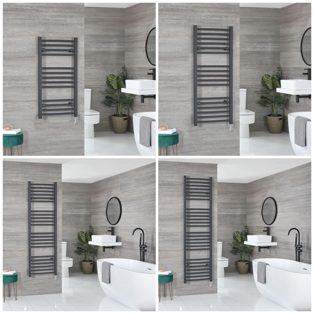 Sèche-serviettes électrique incurvé – Anthracite – Choix de tailles et élément chauffant - Artle