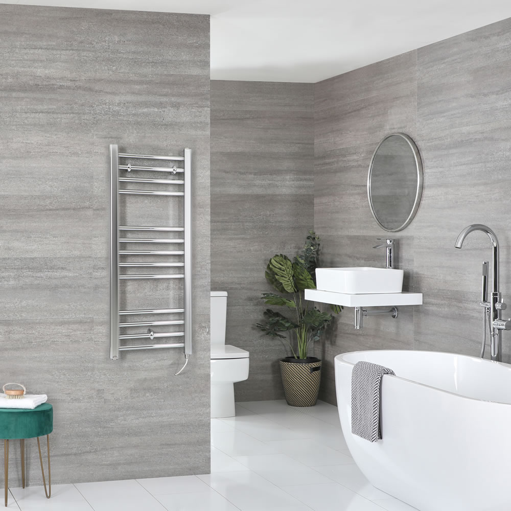 Sèche-serviettes électrique plat – Chromé – 100 cm x 40 cm - Kent