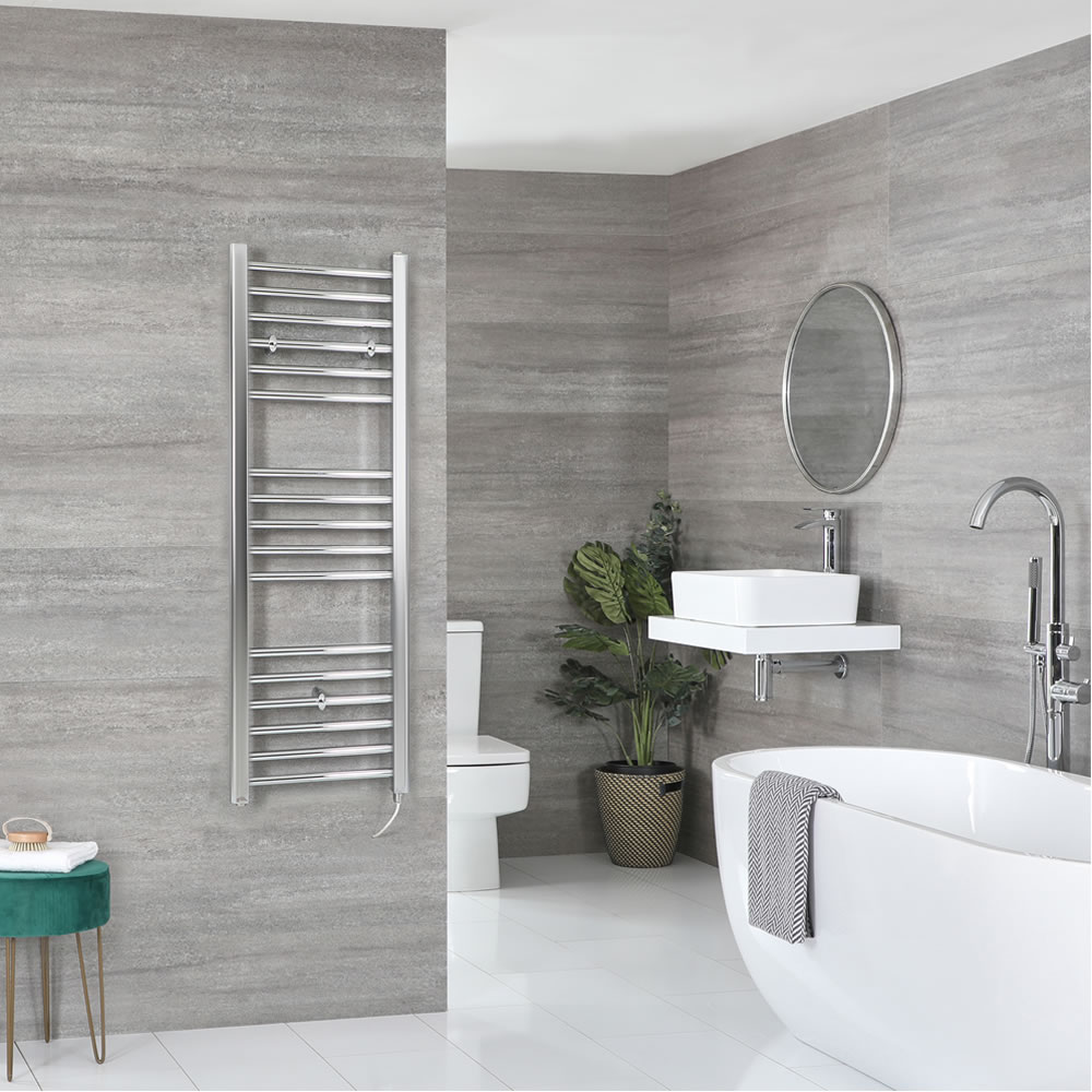 Sèche-serviettes électrique plat – Chromé – 120 cm x 40 cm - Kent