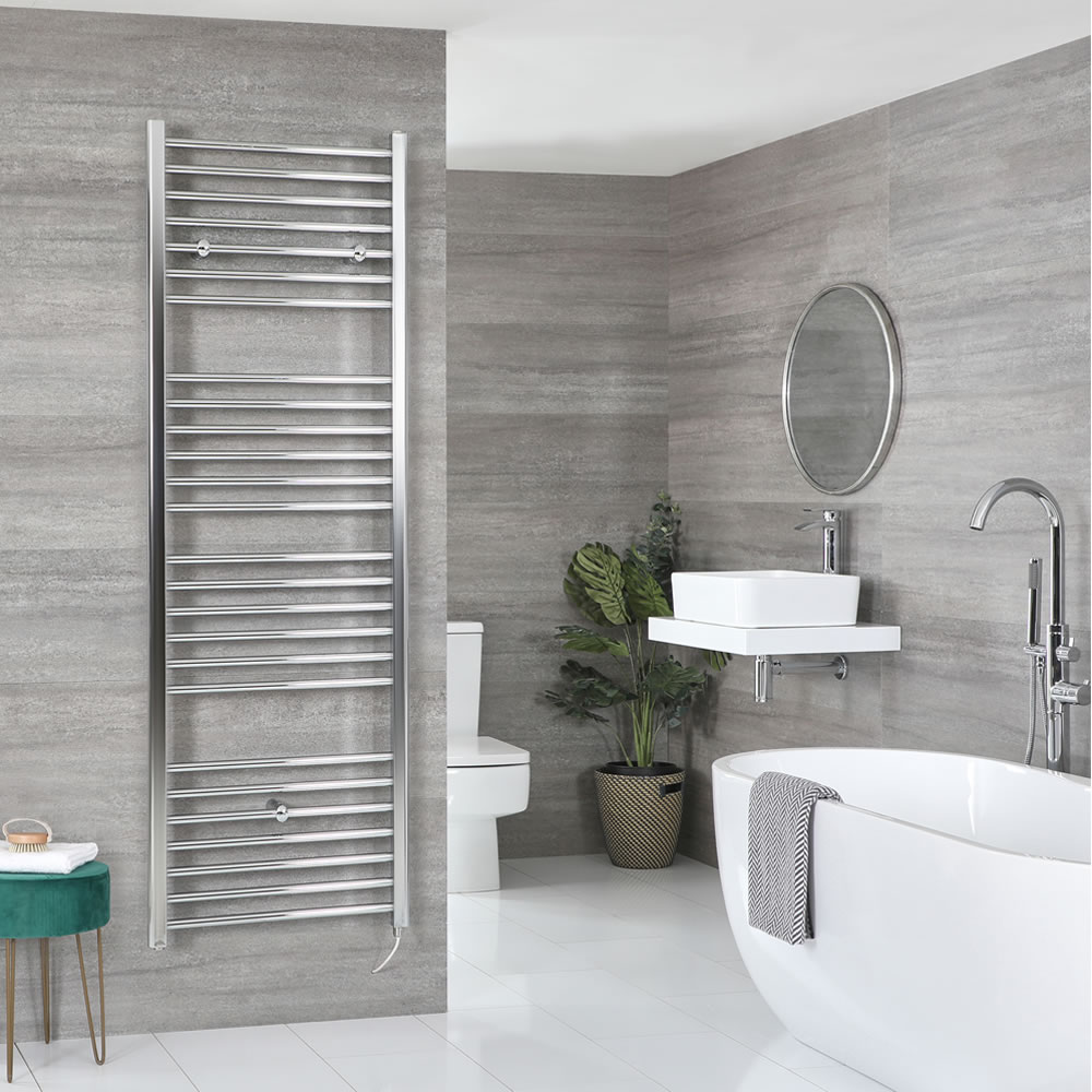 Sèche-serviettes électrique plat – Chromé – 180 cm x 50 cm - Kent