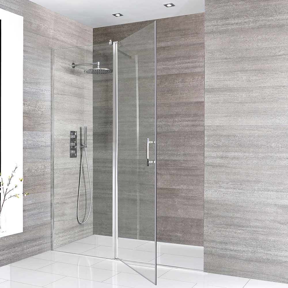 Porte de douche pivotante – Choix de tailles – Aluminium poli – Portland