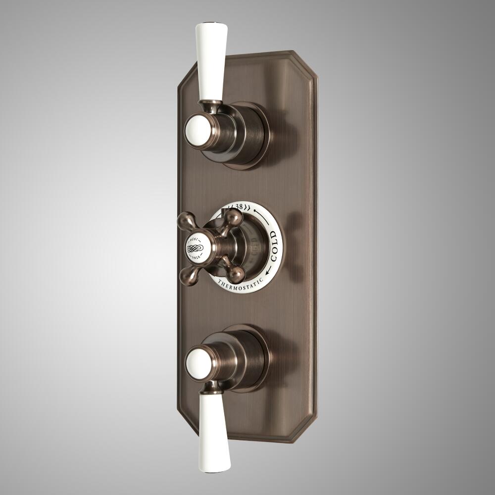 Mitigeur de douche thermostatique rétro encastré - 2 fonctions – Bronze huilé - Elizabeth