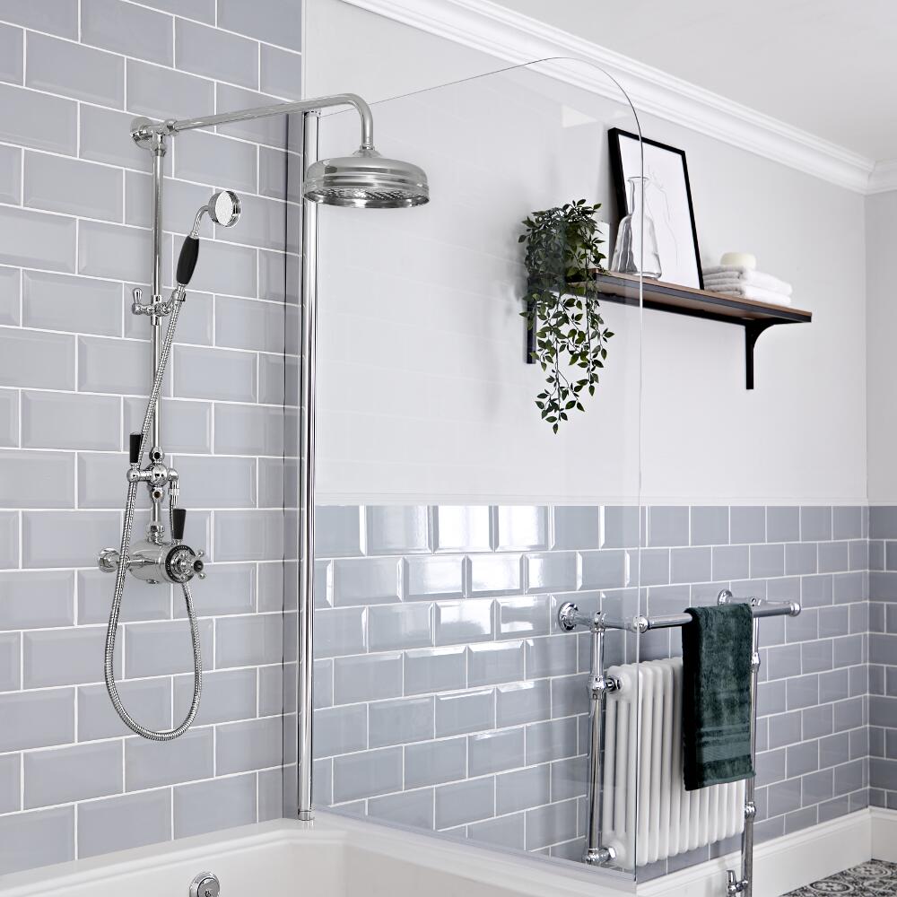 Colonne de douche thermostatique exposée rétro - Double fonctions – Chromé et noir - Elizabeth
