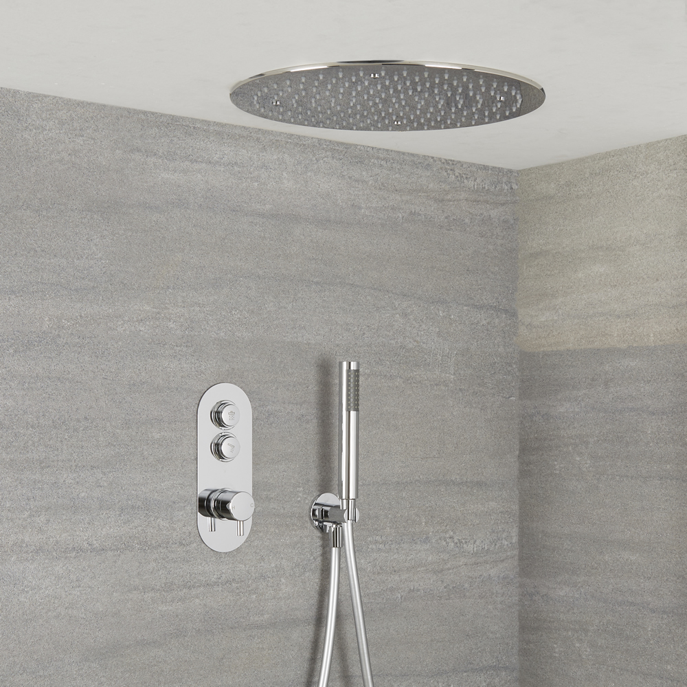 Kit de douche encastrable – Kit douchette - Pommeau plafonnier Ø 40cm - 2 fonctions - Idro